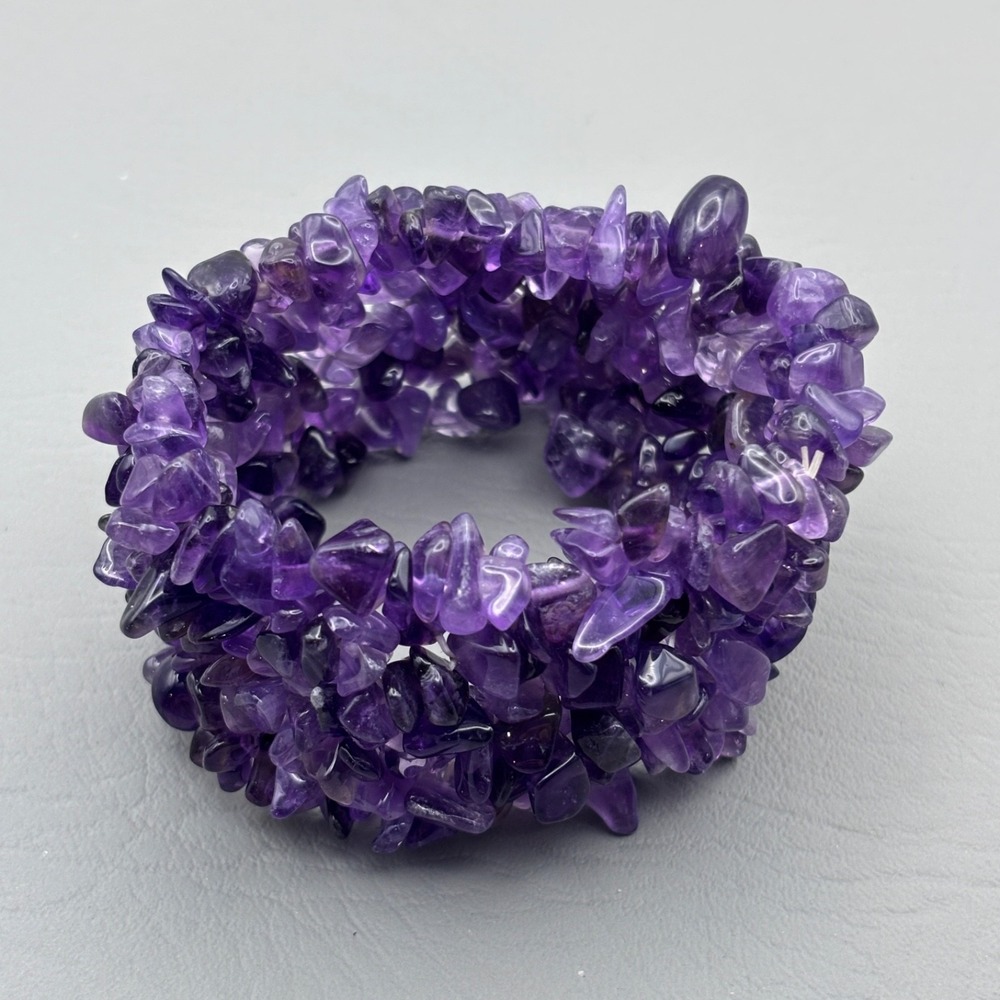 Amethyst Chip Stretch Bracelet Handmade Natural Stone Jewelry